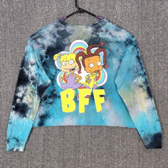 Nickelodeon Rugrats T-Shirt Womens 2XL Blue Reckless Duo BFF Long Sleeve Crop - Picture 8 of 12